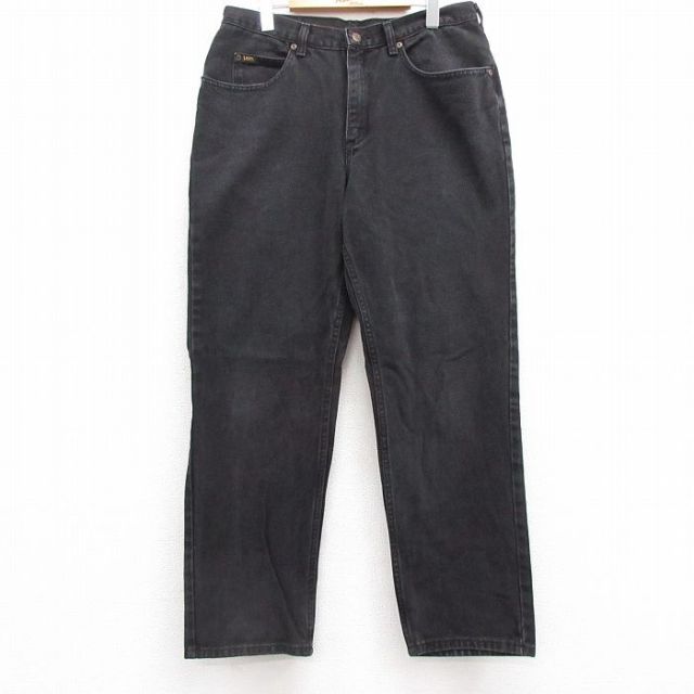 W34★古着 リー Lee ジーンズ メンズ 黒 ブラック デニム 25jul10 中古 ボトムス ジーパン Gパン ロング パンツ