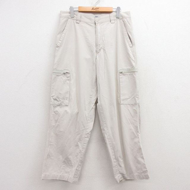 W34★古着 オールドネイビー OLD NAVY カーゴ パンツ メンズ リップストップ コットン 薄ベージュ系 カーキ 25jul10 中古 ボトムス ロング