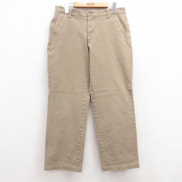 W34★古着 ドッカーズ パンツ メンズ ワンポイントロゴ ベージュ カーキ 25jul10 中古 ボトムス ロング