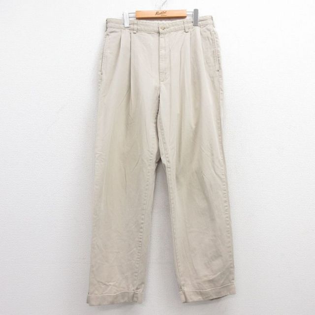 W35★古着 ラルフローレン Ralph Lauren ブランド チノ パンツ チノパン メンズ コットン 薄ベージュ カーキ 25jul10 中古 ボトムス ロング