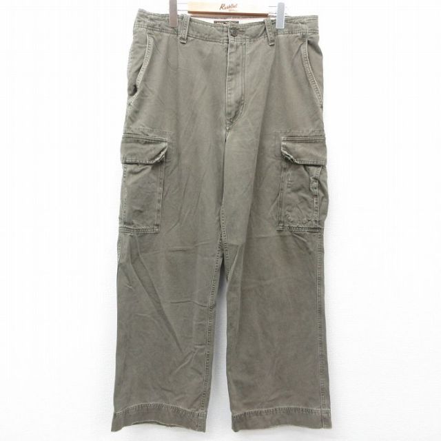 W35★古着 アバクロンビー Abercrombie&fitch カーゴ パンツ メンズ 90年代 90s コットン 緑系 グリーン 【spe】 25jul11 中古 ボトムス ロング