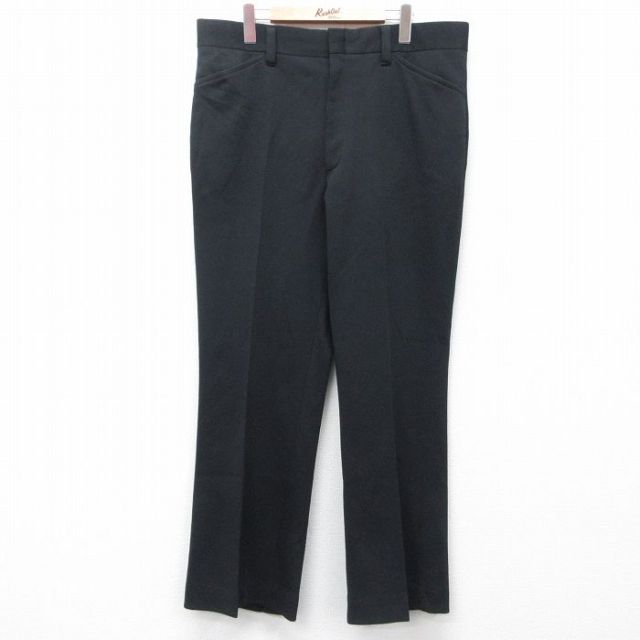 W36★古着 FARAH スラックス パンツ メンズ 80年代 80s USA製 タロン 黒 ブラック 25jul11 中古 ボトムス ロング