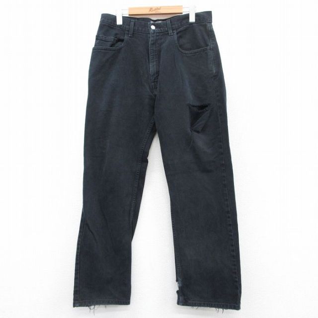 【50%OFF】W34★古着 リーバイス Levis ジーンズ メンズ 00年代 00s シルバータブ コットン 黒 ブラック デニム 25jul15 中古 ボトムス ジーパン Gパン ロング パンツ