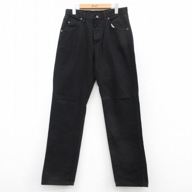 W32★古着 ラングラー Wrangler ジーンズ メンズ コットン 黒 ブラック デニム 25jul15 中古 ボトムス ジーパン Gパン ロング パンツ