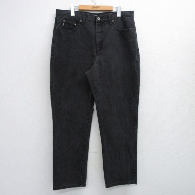 W37★古着 ゲス GUESS ブランド ジーンズ メンズ 00年代 00s コットン 黒 ブラック デニム 【spe】 25jul16 中古 ボトムス ジーパン Gパン ロング パンツ