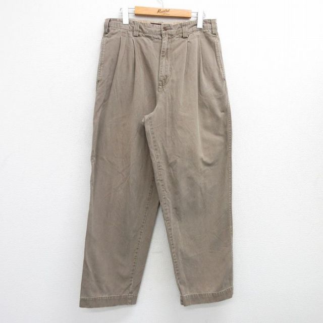 W32★古着 アバクロンビー Abercrombie&fitch パンツ メンズ コットン 濃ベージュ カーキ 25jul16 中古 ボトムス ロング