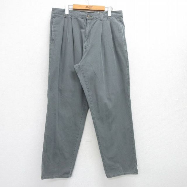 W36★古着 エディーバウアー パンツ メンズ 00年代 00s コットン 薄緑 グリーン 25jul16 中古 ボトムス ロング
