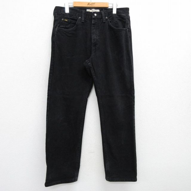 W34★古着 リー Lee ジーンズ メンズ コットン 黒 ブラック デニム 25jul17 中古 ボトムス ジーパン Gパン ロング パンツ