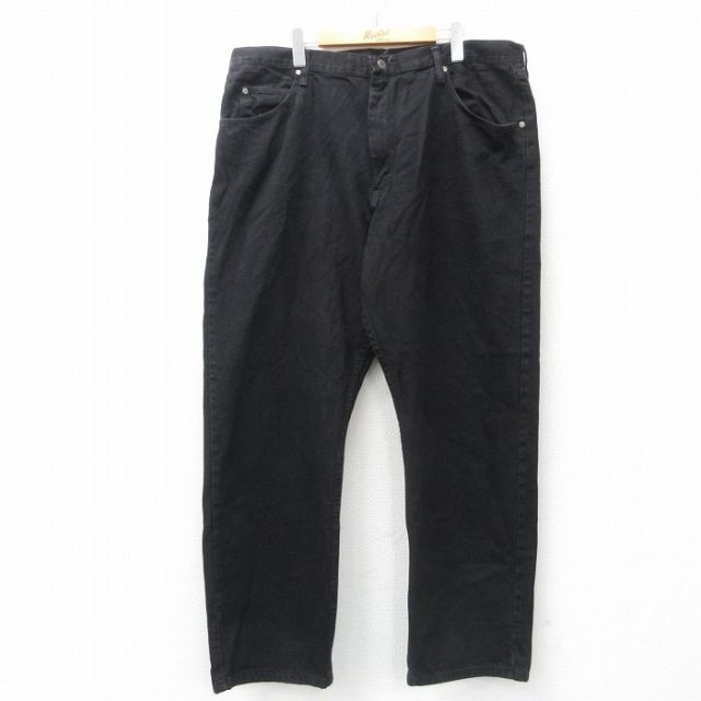 W40★古着 ラングラー Wrangler ジーンズ メンズ 大きいサイズ コットン 黒 ブラック デニム 25jul17 中古 ボトムス ジーパン Gパン ロング パンツ