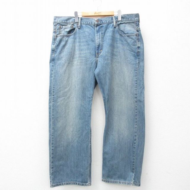 W42★古着 リーバイス Levis 569 ジーンズ メンズ ヒゲ 大きいサイズ コットン 紺 ネイビー デニム 25jul17 中古 ボトムス ジーパン Gパン ロング パンツ