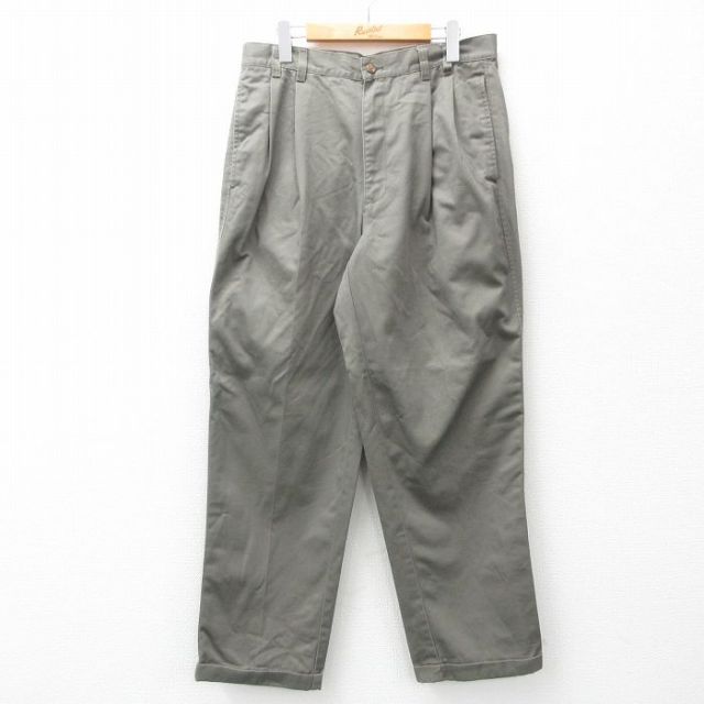 W33★古着 JOS A BANK パンツ メンズ コットン 緑系 グリーン 25jul18 中古 ボトムス ロング