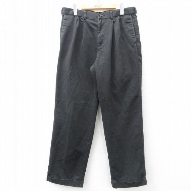 W34★古着 ドッカーズ パンツ メンズ 黒 ブラック 25jul18 中古 ボトムス ロング