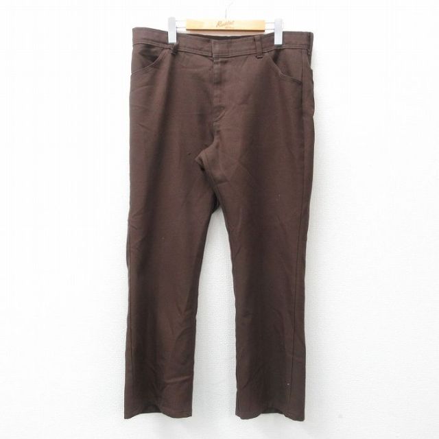 【20%OFF】W37★古着 パンツ メンズ 80年代 80s 濃茶 ブラウン 25jul18 中古 ボトムス ロング