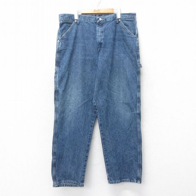 W38★古着 ラングラー Wrangler ペインター パンツ メンズ コットン 紺 ネイビー デニム 25jul24 中古 ボトムス ロング