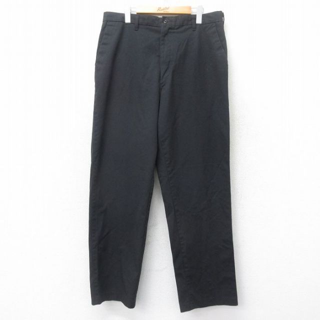 W36★古着 ワーク パンツ メンズ 黒 ブラック 25jul24 中古 ボトムス ロング