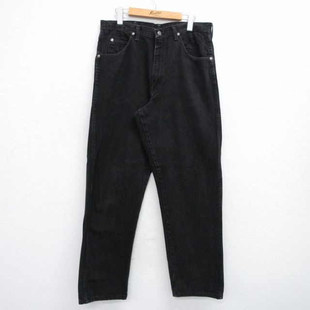 【20%OFF】W34★古着 ラングラー Wrangler ジーンズ メンズ 00年代 00s コットン 黒 ブラック デニム 25jul24 中古 ボトムス ジーパン Gパン ロング パンツ
