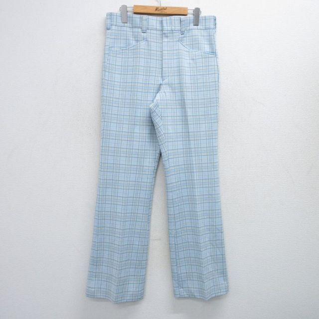 W32★古着 リーバイス Levis パンツ メンズ 80年代 80s パナテラ 薄紺他 ネイビー チェック 【spe】 25jul24 中古 ボトムス ロング