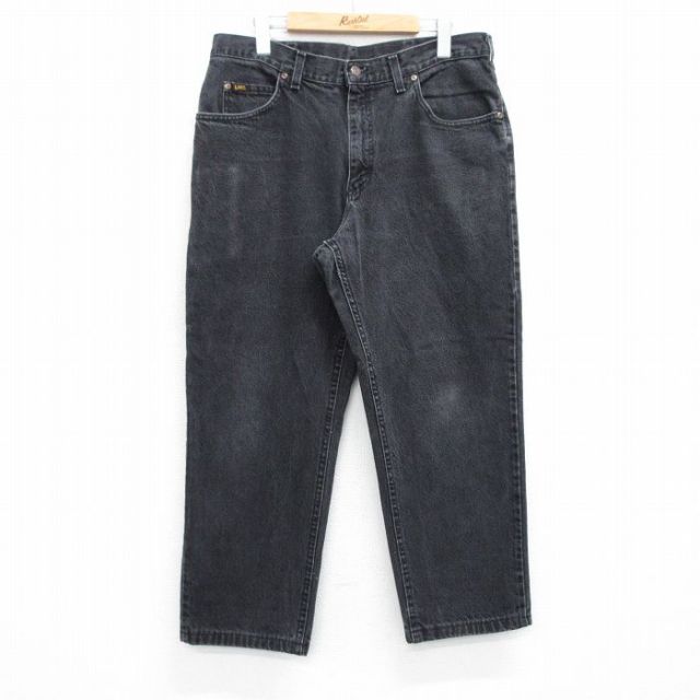 W35★古着 リー Lee ジーンズ メンズ 90年代 90s コットン USA製 黒 ブラック デニム 25jul24 中古 ボトムス ジーパン Gパン ロング パンツ