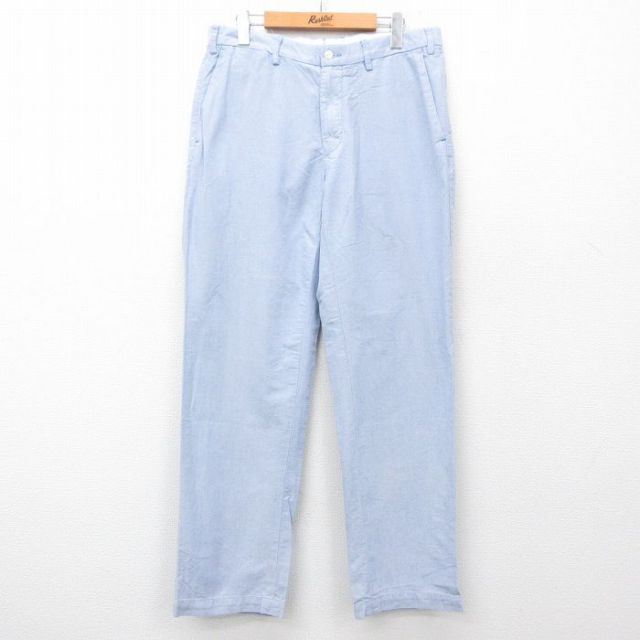 W34★古着 ラルフローレン Ralph Lauren ブランド パンツ メンズ コットン 薄紺 ネイビー 25jul24 中古 ボトムス ロング