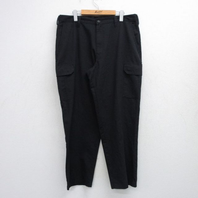 W38★古着 CINTAS カーゴ パンツ メンズ 黒 ブラック 25jul25 中古 ボトムス ロング
