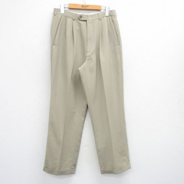 W31★古着 HAGGAR スラックス パンツ メンズ ベージュ カーキ 25jul25 中古 ボトムス ロング