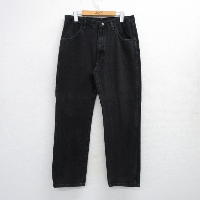 W34★古着 ラスラー ジーンズ メンズ 90年代 90s コットン USA製 黒 ブラック デニム 【spe】 25jul25 中古 ボトムス ジーパン Gパン ロング パンツ