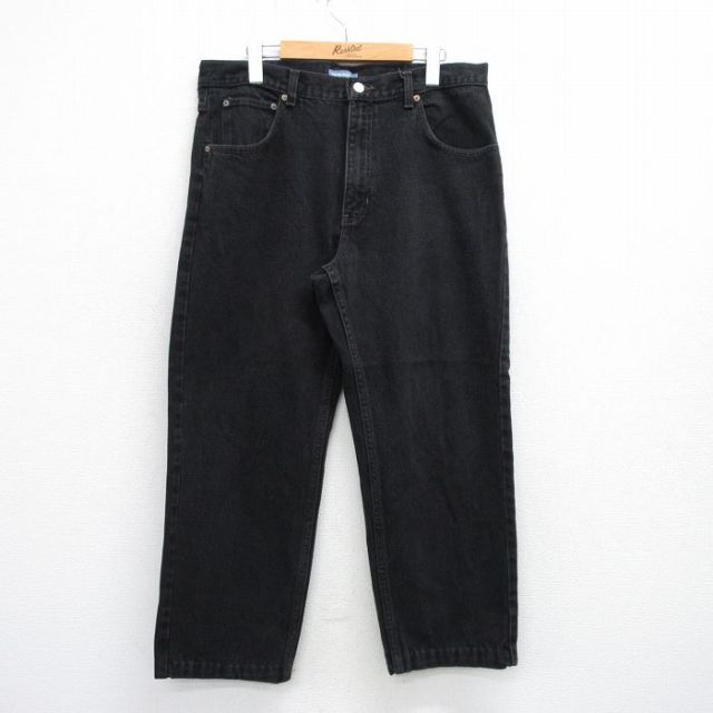 W35★古着 ジーンズ メンズ Crb コットン 黒 ブラック デニム 25jul25 中古 ボトムス ジーパン Gパン ロング パンツ