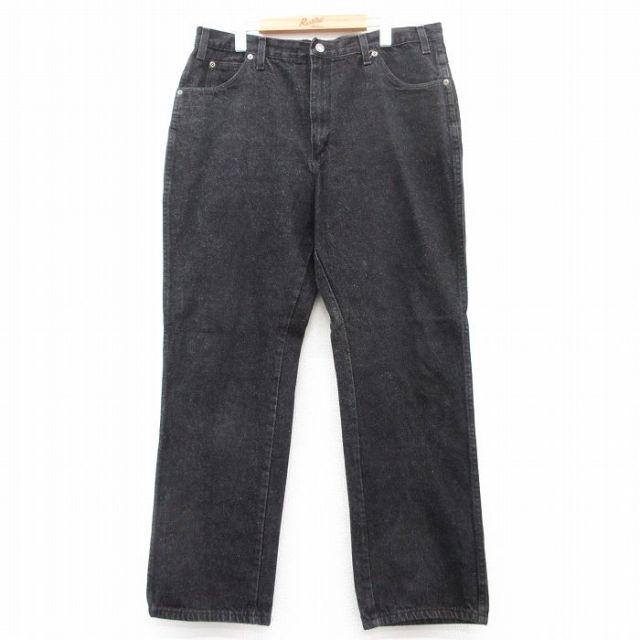 W38★古着 ディッキーズ Dickies ジーンズ メンズ コットン 黒 ブラック デニム 25jul29 中古 ボトムス ジーパン Gパン ロング パンツ