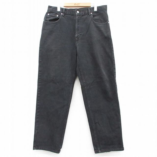 W36★古着 カルバンクライン Calvin Klein ジーンズ メンズ 黒 ブラック デニム 25jul29 中古 ボトムス ジーパン Gパン ロング パンツ