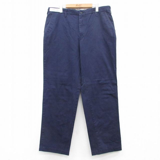 【20%OFF】W38★古着 パンツ メンズ コットン 紺 ネイビー 25jul29 中古 ボトムス ロング