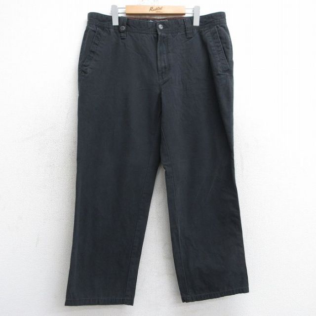 W36★古着 パンツ メンズ ダック地 コットン 黒 ブラック 25jul30 中古 ボトムス ロング
