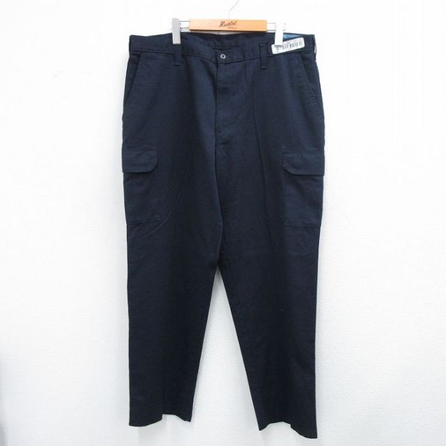 W38★古着 CINTAS ワーク カーゴ パンツ メンズ 濃紺 ネイビー 25jul30 中古 ボトムス ロング