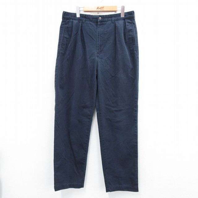 W34★古着 ラルフローレン Ralph Lauren ブランド チノ パンツ チノパン メンズ 90年代 90s ANDREW コットン 紺 ネイビー 25jul30 中古 ボトムス ロング