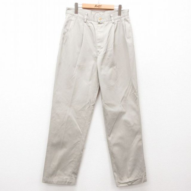 【50%OFF】W32★古着 ノーティカ NAUTICA ブランド パンツ メンズ コットン ベージュ カーキ 25jul30 中古 ボトムス ロング