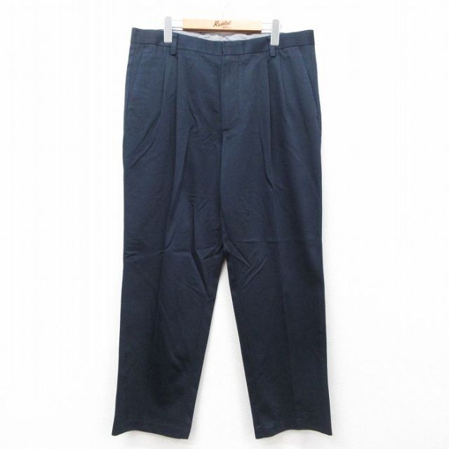 W36★古着 ドッカーズ パンツ メンズ ワンポイントロゴ コットン 紺 ネイビー 25jul30 中古 ボトムス ロング