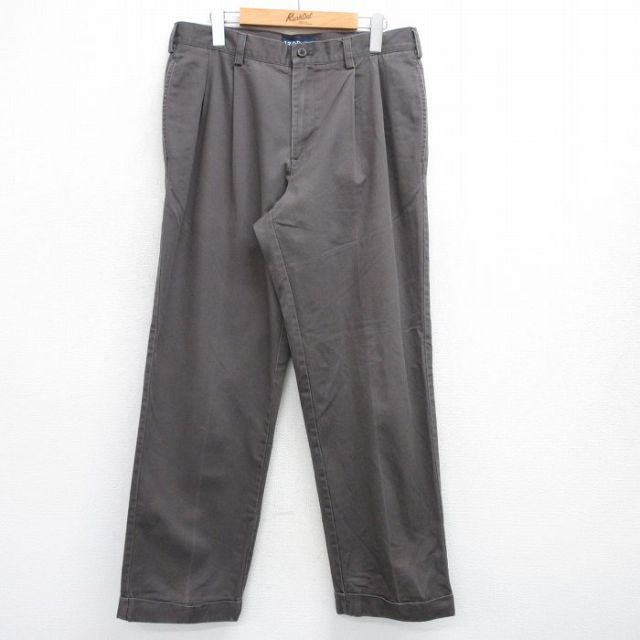 W33★古着 IZOD パンツ メンズ コットン グレー系 25jul30 中古 ボトムス ロング