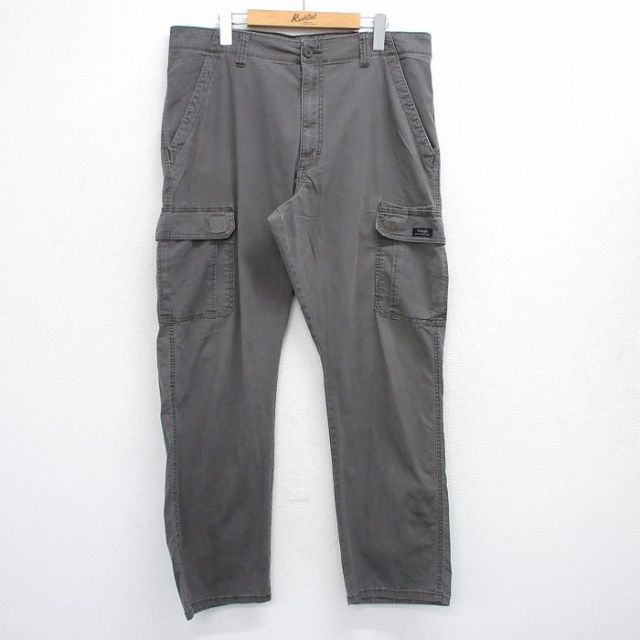 W36★古着 ラングラー Wrangler カーゴ パンツ メンズ リップストップ グレー系 25jul30 中古 ボトムス ロング