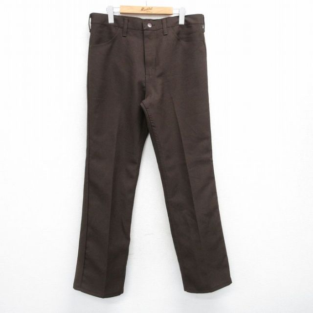 W35★古着 ラングラー Wrangler ランチャー パンツ メンズ 80年代 80s USA製 茶 ブラウン 25jul30 中古 ボトムス ロング