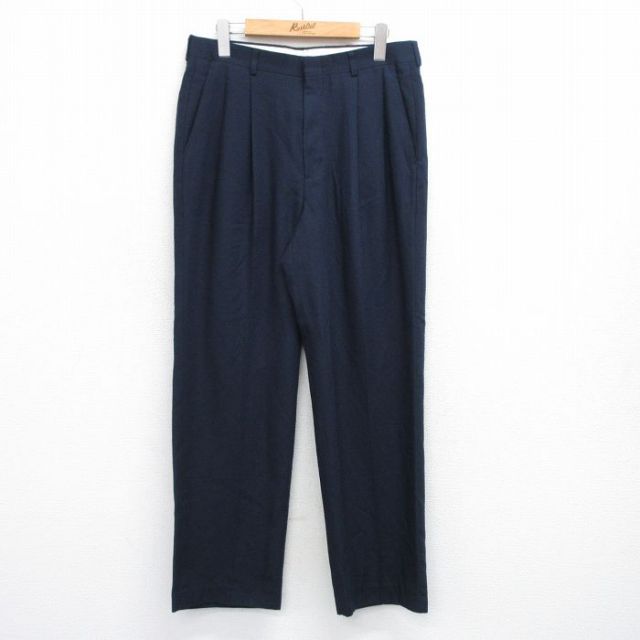 W32★古着 HAGGAR スラックス パンツ メンズ 紺 ネイビー 25jul30 中古 ボトムス ロング