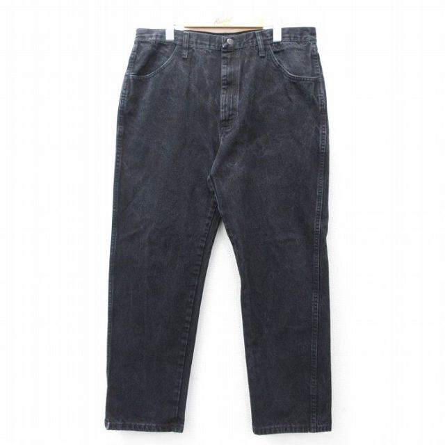 W38★古着 ラスラー ジーンズ メンズ コットン 黒 ブラック デニム 25jul31 中古 ボトムス ジーパン Gパン ロング パンツ