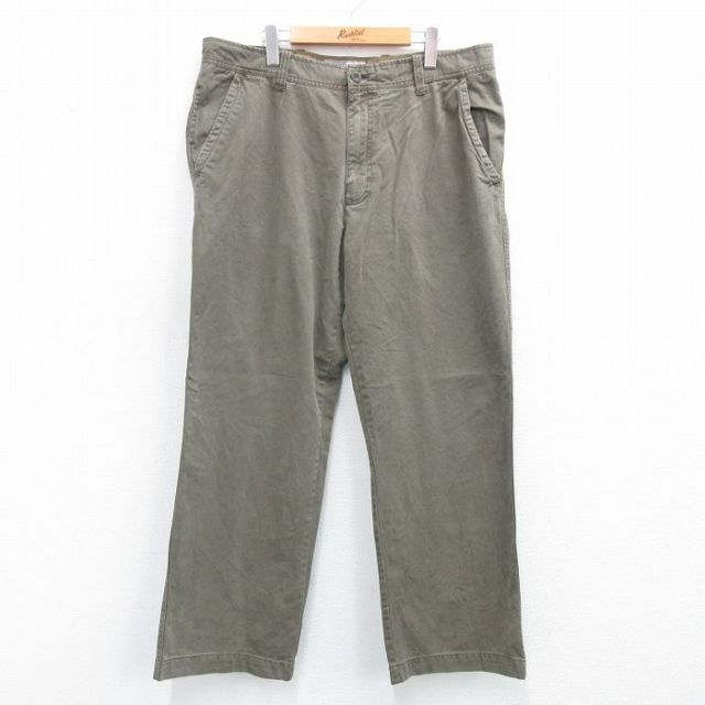 W39★古着 オールドネイビー OLD NAVY パンツ メンズ 大きいサイズ コットン 濃緑系 グリーン 25jul31 中古 ボトムス ロング
