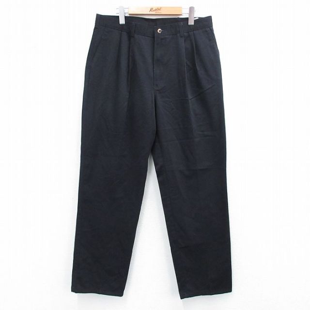 W34★古着 ラングラー Wrangler パンツ メンズ コットン 黒 ブラック 25jul31 中古 ボトムス ロング
