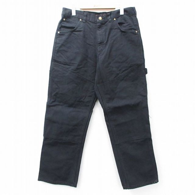 W34★古着 TOUGH DUCK ペインター パンツ メンズ ダブルニー ダック地 コットン 黒 ブラック 25jul31 中古 ボトムス ロング