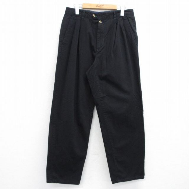 【50%OFF】W33★古着 トミーヒルフィガー TOMMY HILFIGER ブランド パンツ メンズ 90年代 90s コットン 黒 ブラック 25aug01 中古 ボトムス ロング