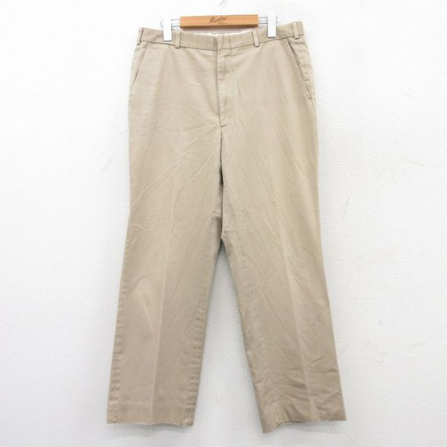 W33★古着 エルエルビーン LLBEAN パンツ メンズ 80年代 80s USA製 ベージュ カーキ 25aug04 中古 ボトムス ロング