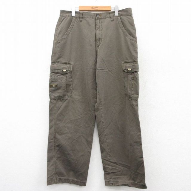 W35★古着 ユニオンベイ カーゴ パンツ メンズ 00年代 00s コットン 緑系 グリーン 25aug04 中古 ボトムス ロング