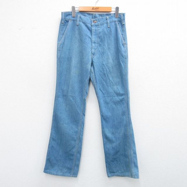 W32★古着 リーバイス Levis ジーンズ メンズ 80年代 80s フレア タロン 薄紺 ネイビー デニム 【spe】 25aug04 中古 ボトムス ジーパン Gパン ロング パンツ