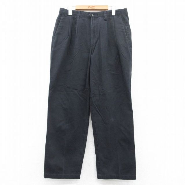 W34★古着 ドッカーズ パンツ メンズ 00年代 00s コットン 黒 ブラック 25aug04 中古 ボトムス ロング