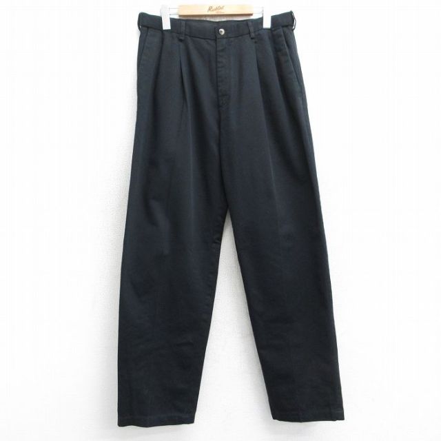 【20%OFF】W32★古着 HAGGAR パンツ メンズ コットン 黒 ブラック 25aug05 中古 ボトムス ロング