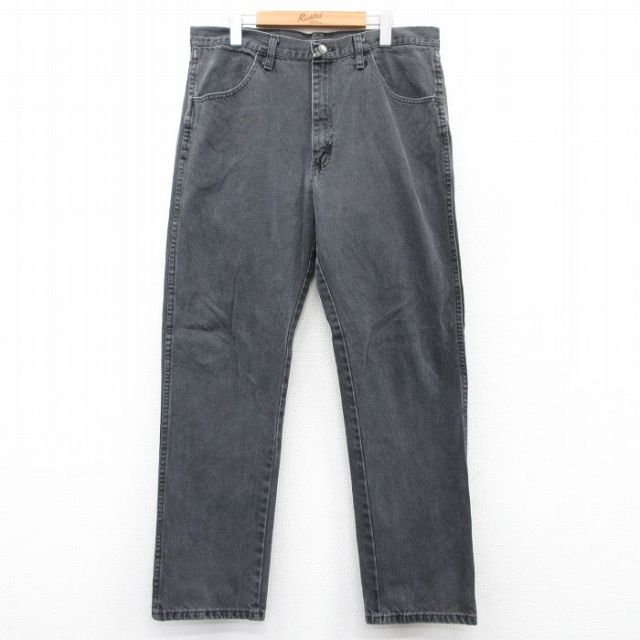 【20%OFF】W36★古着 ラスラー ジーンズ メンズ コットン 黒 ブラック デニム 25aug06 中古 ボトムス ジーパン Gパン ロング パンツ